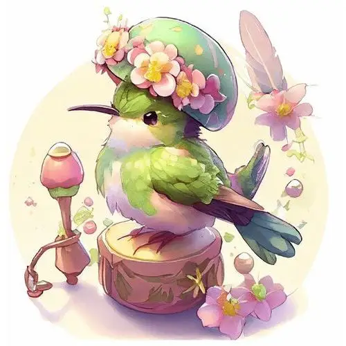 Naprasowanka Koliber, Ptak, Sztuka, Kwiaty 18 Modna