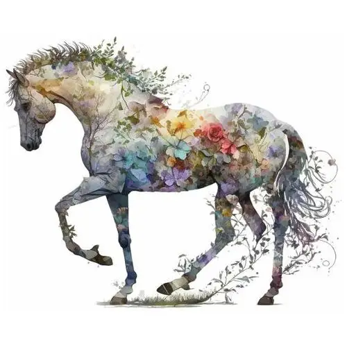 Naprasowanka koń kwiaty rośliny sztuka 30 Zebra