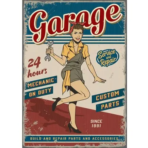 Naprasowanka mechanik retro vintage poster plakat