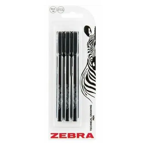 Zestaw 3 pisaków do rysowania technicznego, czarny (0,1 mm/0,3 mm/0,5 mm) Zebra