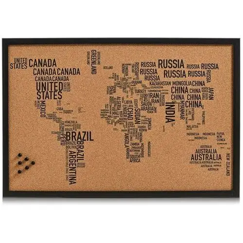 Tablica korkowa z mapą świata, 60 x 40 cm Zeller