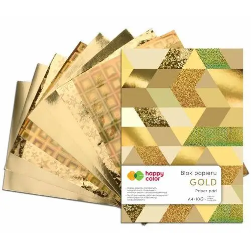 Zestaw papierów dekoracyjnych, A4, 10 arkuszy, złote